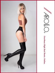 Stretch Black Thigh High Boots by AROLLO