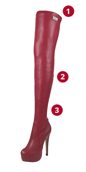 Arollo Long Overknee Stretch Red Sizes